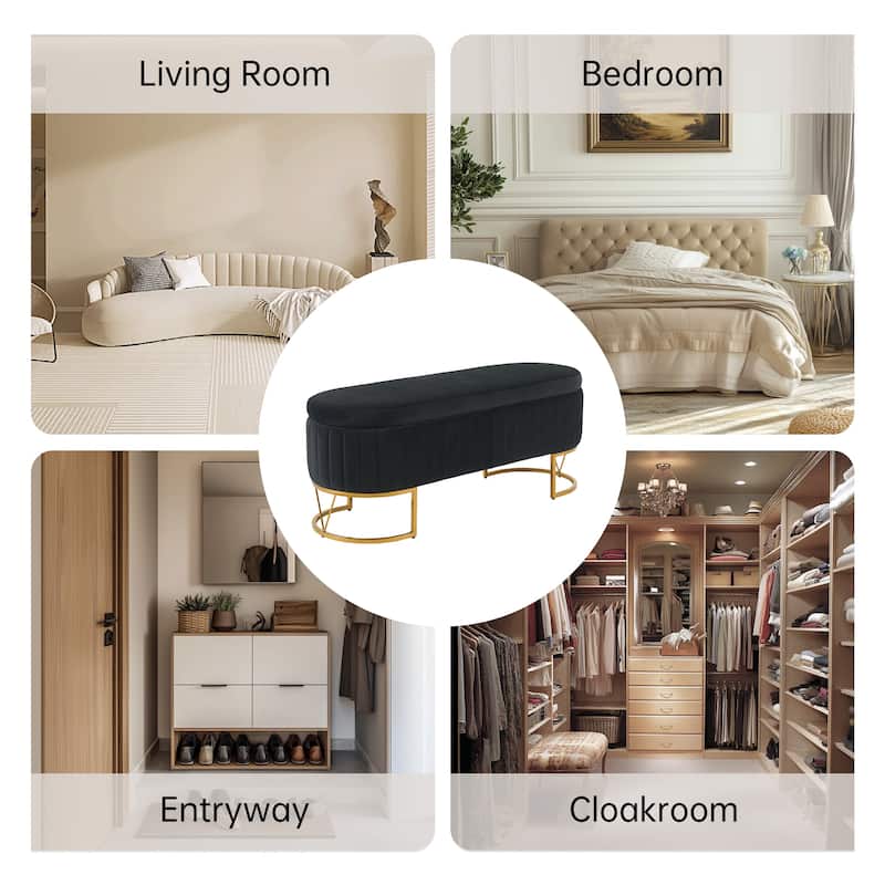 Velvet Storage Bench for Bedroom