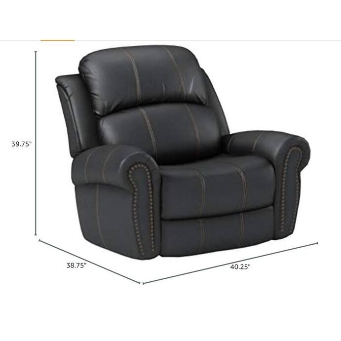 Modern PU Upholstered Gliding Recliner with Rolled Arms & Nailhead Trim