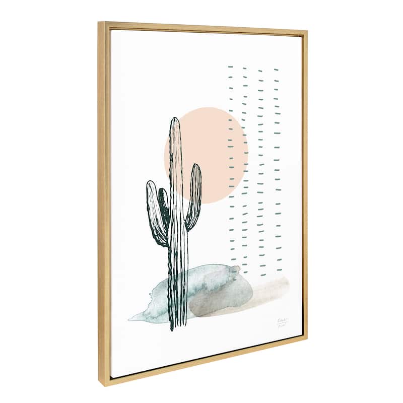 Kate and Laurel Sylvie Desert Cactus Framed Canvas by Statement Goods