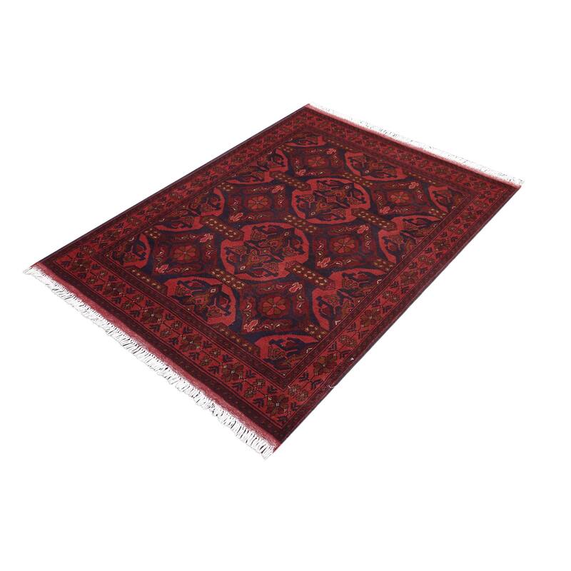 Rustic Biljik Khal Mohammadi Lorelai Red/Blue Rug - 3'6'' x 4'10''
