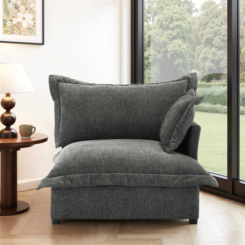 40"W Oversized Upholstered Chenille Comfy Cloud Corner Accent Chair