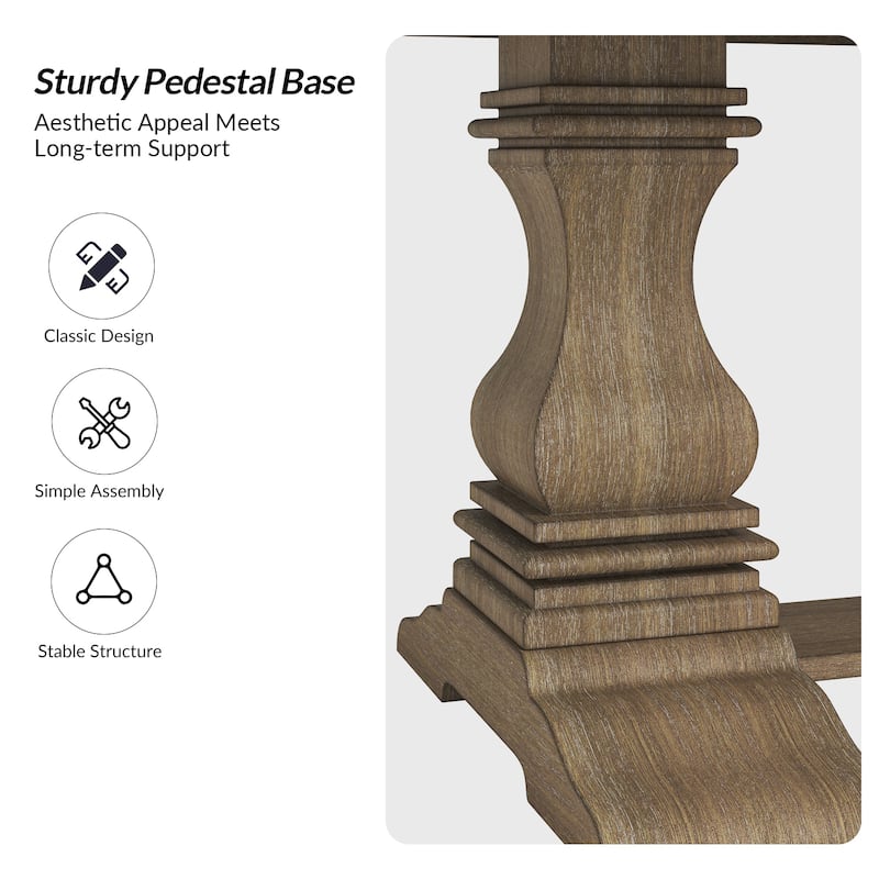 Pawel 86" Farmhouse Double Pedestal Dining Table with Two Built-in Divided Drawers by HULALA HOME