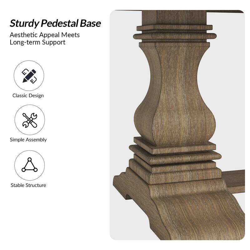 Pawel 86" Farmhouse Double Pedestal Dining Table with Two Built-in Divided Drawers by HULALA HOME