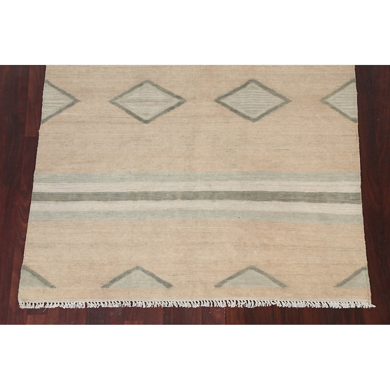 Geometric Tribal Natural Dye Kilim Oriental Area Rug Wool Flat-weave - 4'11" x 6'5"