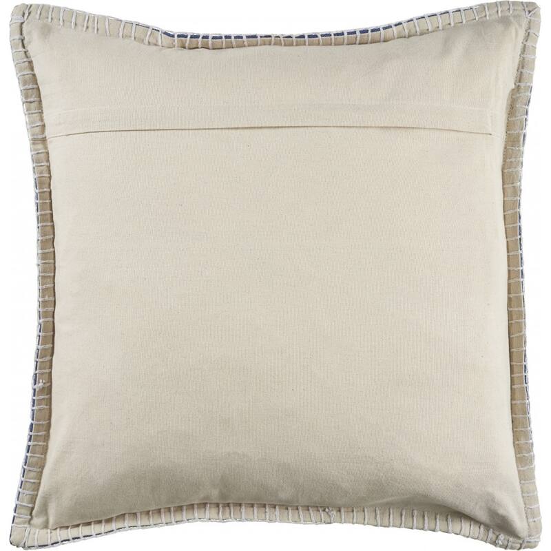HomeRoots 24" X 24" Twilight Blue 100% Cotton Zippered Pillow