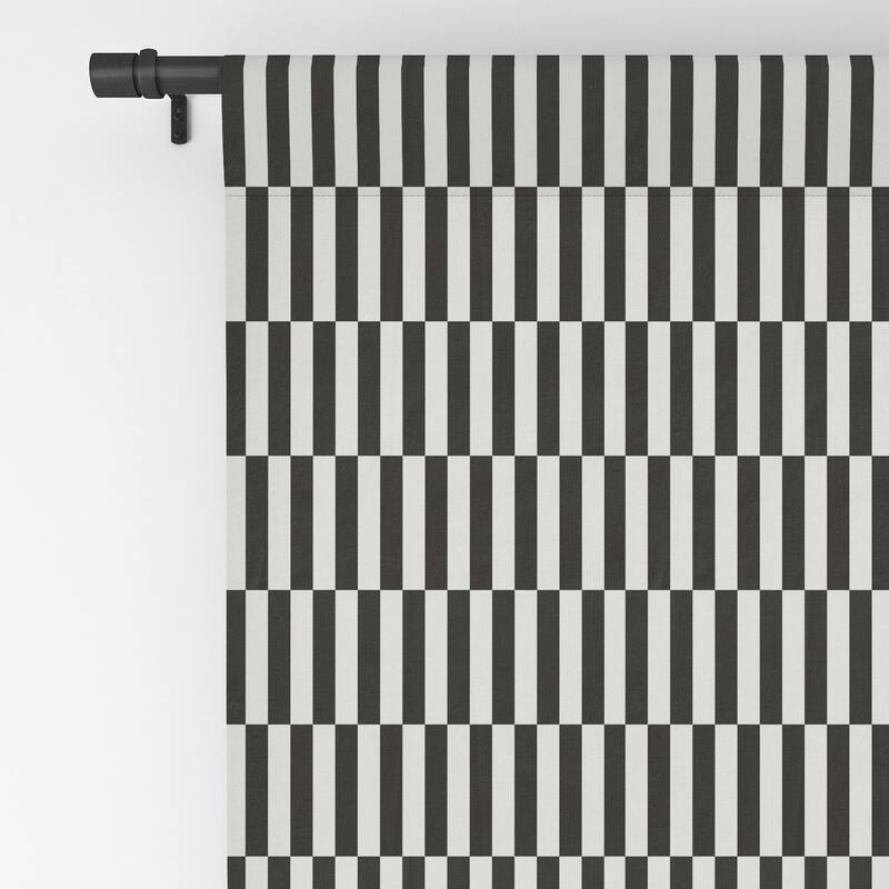 Blackout Black And White Order Made-to-Order Curtain Panel (One Panel)