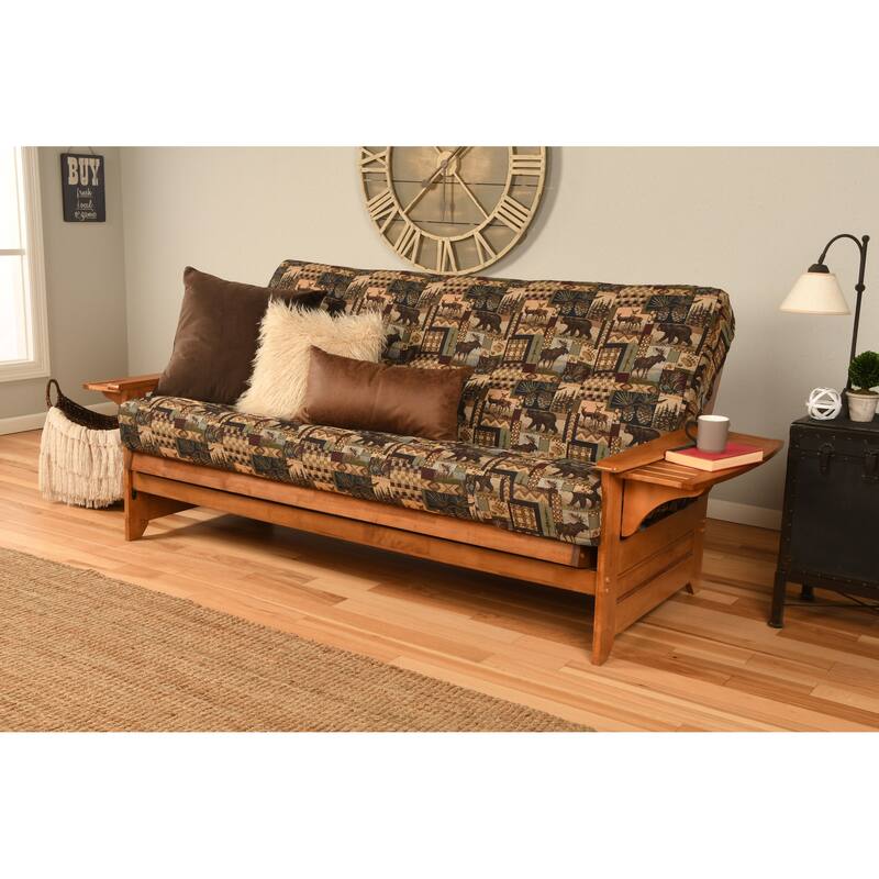 Copper Grove Dixie Honey Oak Full-size Futon Set with Suede Mattress - Peter's Cabin