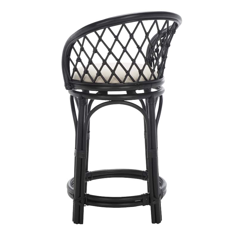 SAFAVIEH Galini 24-inch Rattan Counter Stool with Cushion - 21" W x 21" D x 35" H