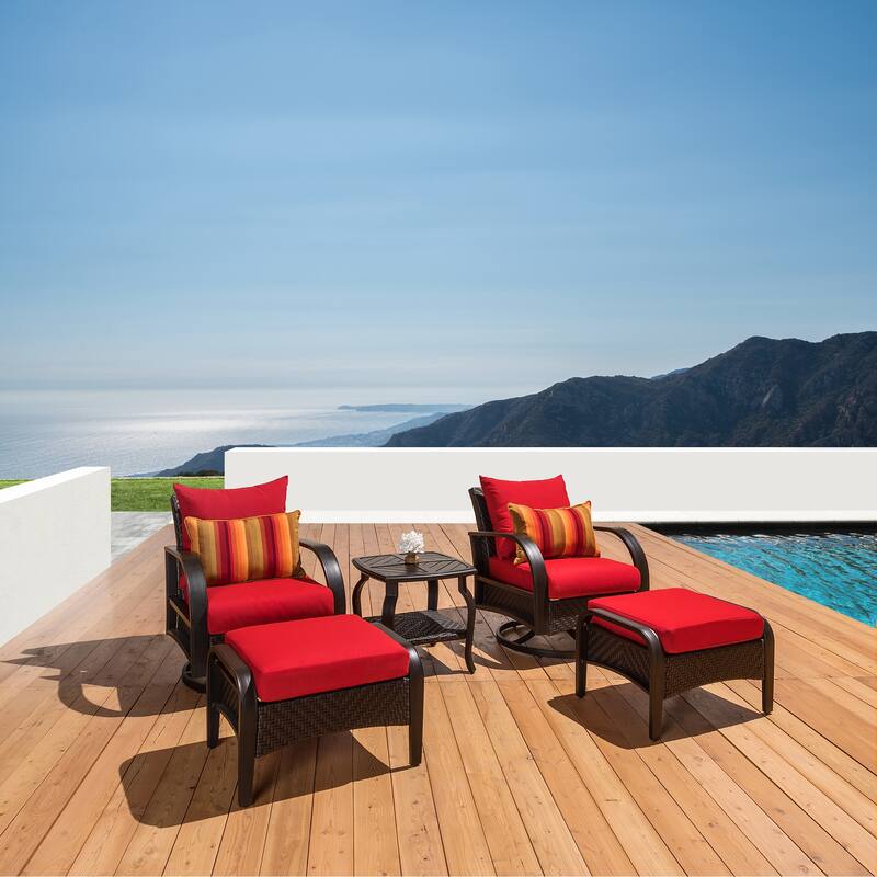 Barcelo 5 Piece Sunbrella Outdoor Patio Motion Club Chair & Ottoman Set