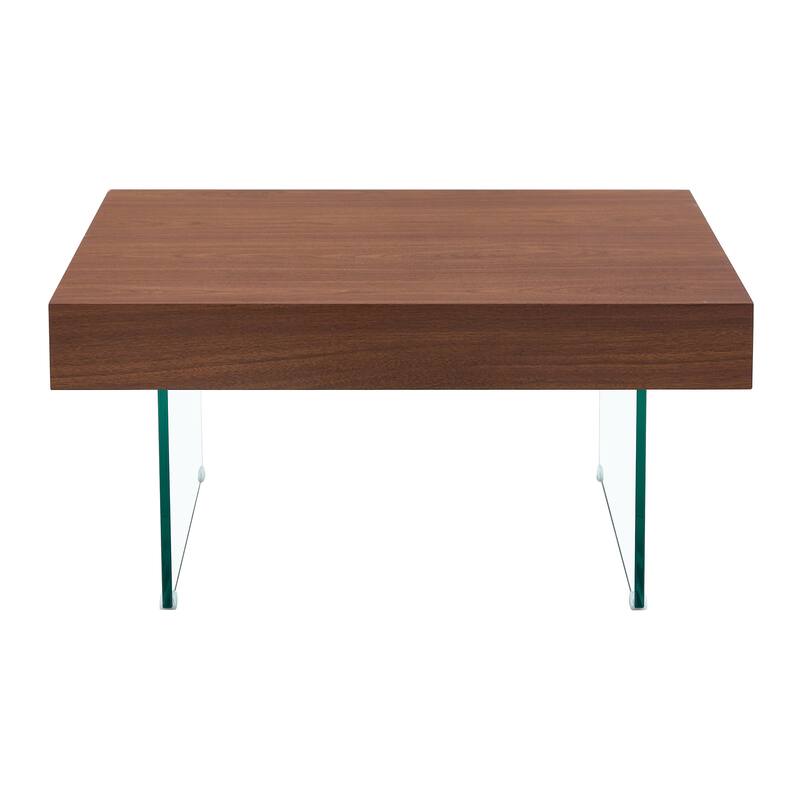 Coffee Table - 31.5"x31.5" with Tempered Glass Legs. Density Board Sticker,Reinforced Glass Legs