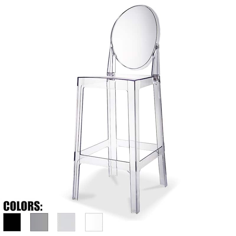 Clear 30" Seat Height Barstool Modern Plastic Side Bar Counter Stool - Accent Lounge No Arms Armless