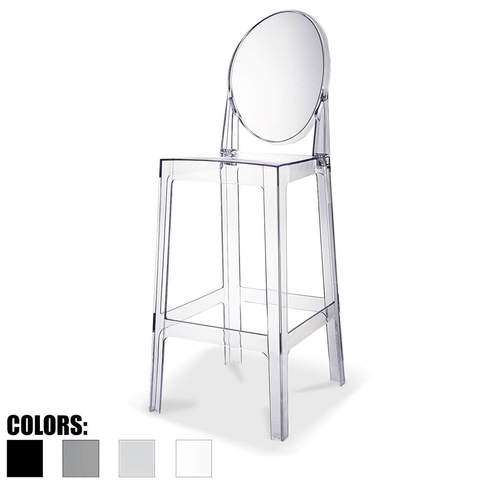 Clear 30" Seat Height Barstool Modern Plastic Side Bar Counter Stool - Accent Lounge No Arms Armless