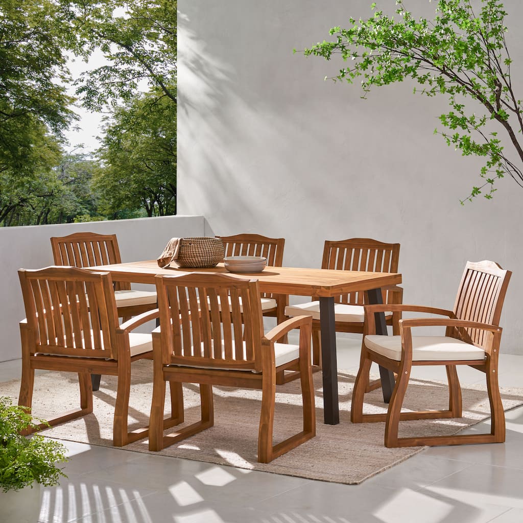 Della Outdoor 7-piece Wood Dining Set by Christopher Knight Home