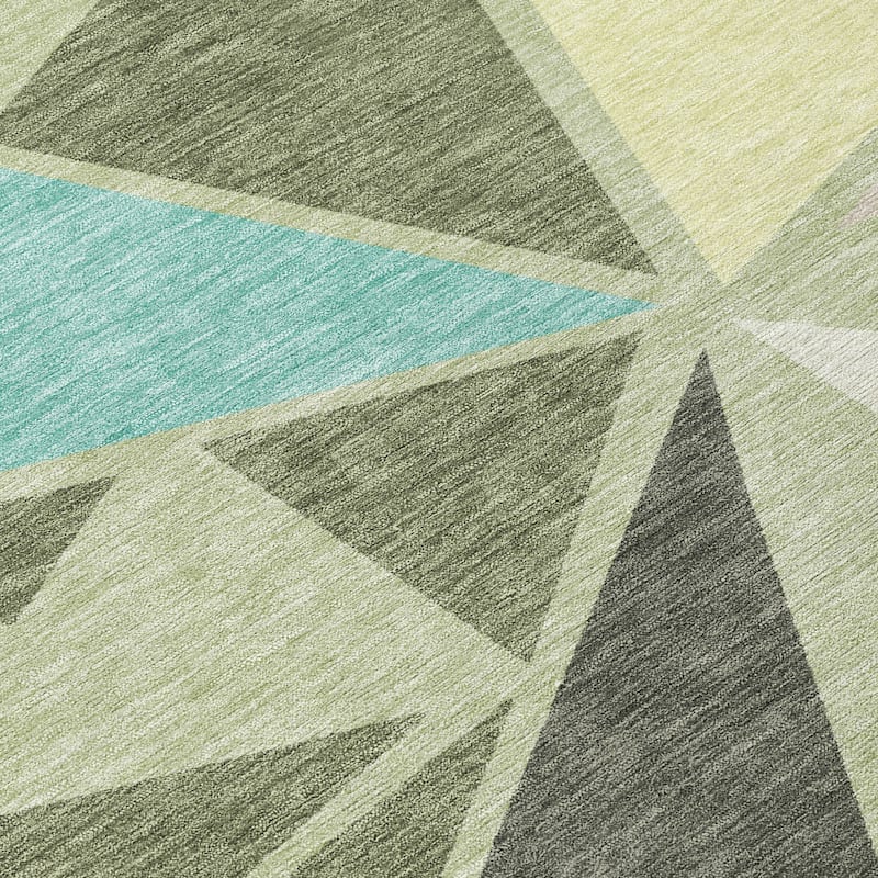 Machine Washable Indoor/ Outdoor Abstract Mosaic Chantille Rug