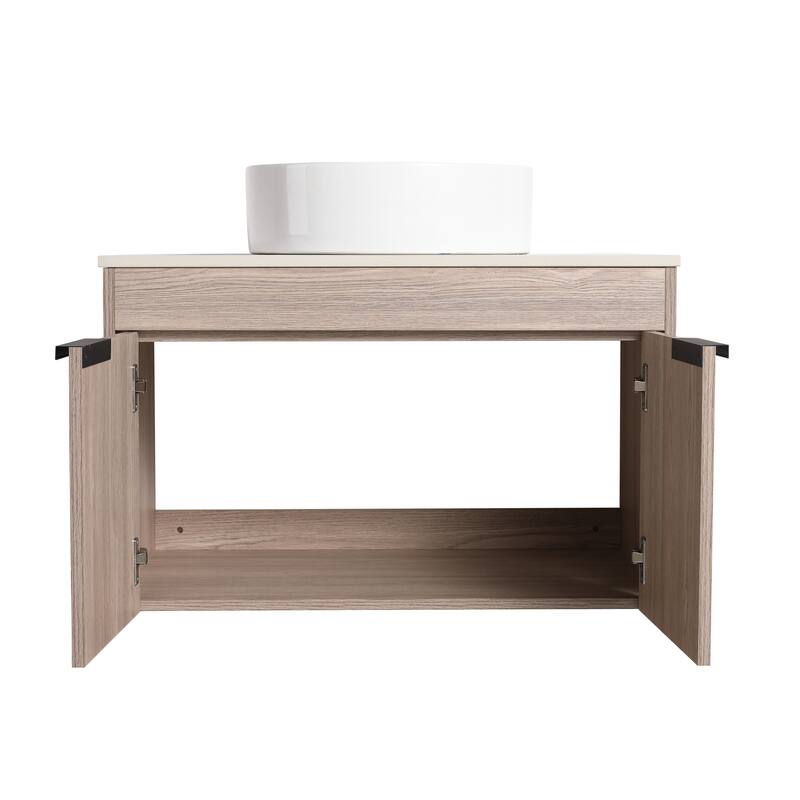 Compact 24-Inch Bathroom Vanity Cabinet with Premium Hardwood Construction, No Ceramic Basin