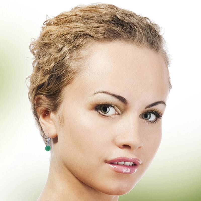 14K Solid Gold Leverback Gemstone Earrings Natural Emerald Jewelry