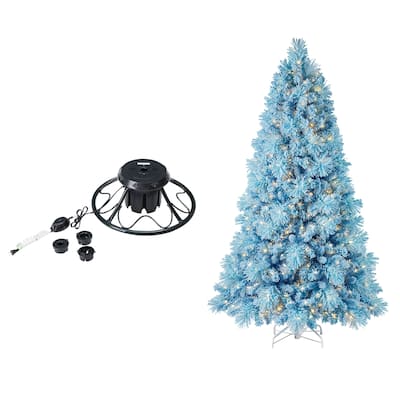 Home Heritage Rotating Tree Stand Base w/Snowdrift 6.5' Pine Christmas Tree