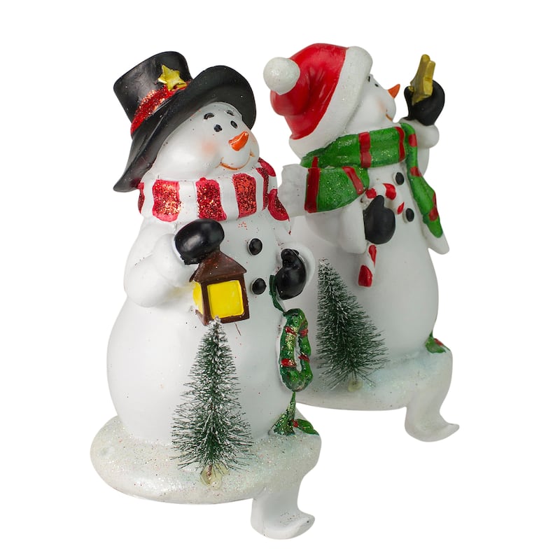Glittered Snowman Christmas Stocking Holders - 5.75" - Set of 2