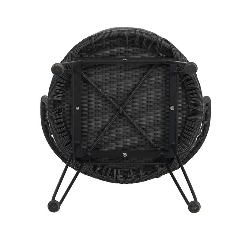 Roomfitters Set of 2 Boho Industrial Wicker Dining Chairs with Water-Resistant Cushions, Gray Rattan and Iron Hairpin Legs, Gray