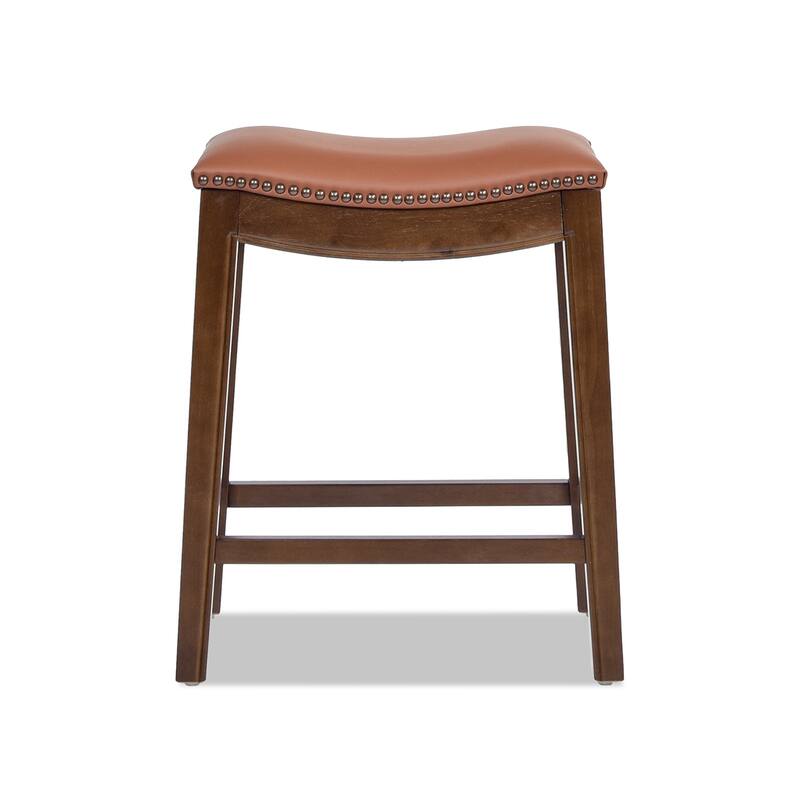 Barlow 24.5" Backless Top Grain Leather Counter Height Bar Stool
