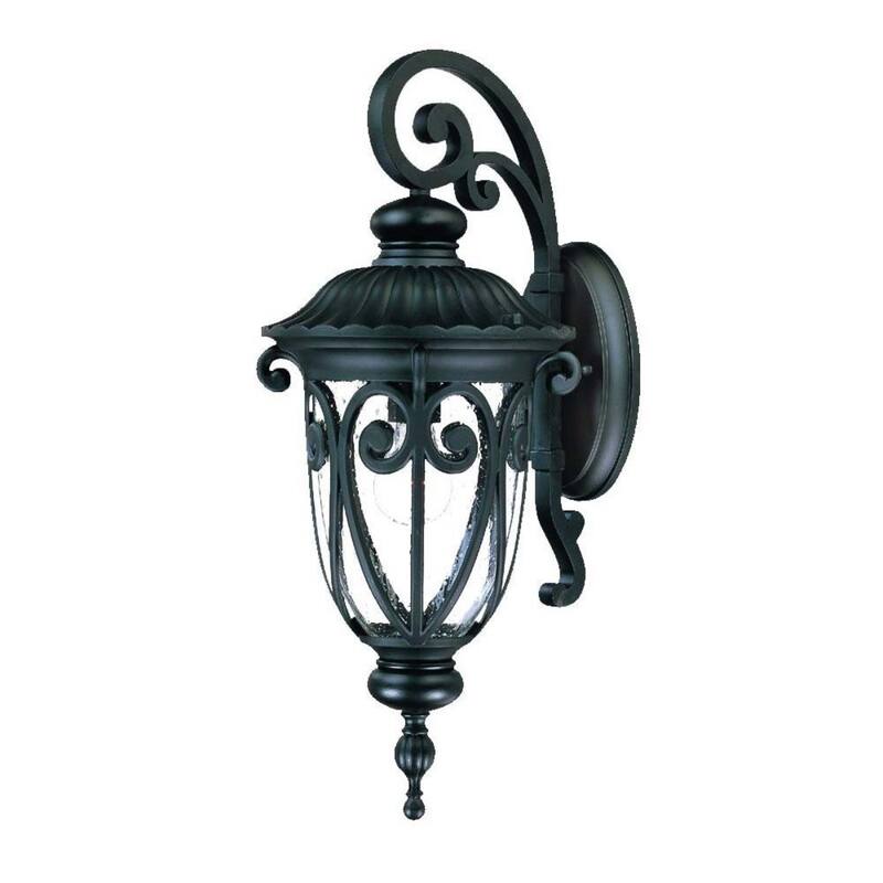 Aluminum Outdoor Wall Light with Seeded Glass Dimmable LED - 11.63” x 9.38” x 22.75” (D x W x H)