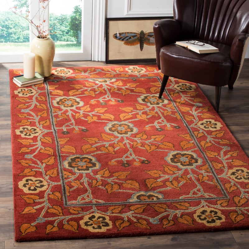 SAFAVIEH Handmade Heritage Quatrefoil Traditional Oriental Wool Rug - 9' x 12' - Red/Multi