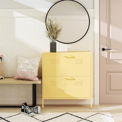 The Novogratz Cache 2 Door Metal Locker Shoe Storage Cabinet