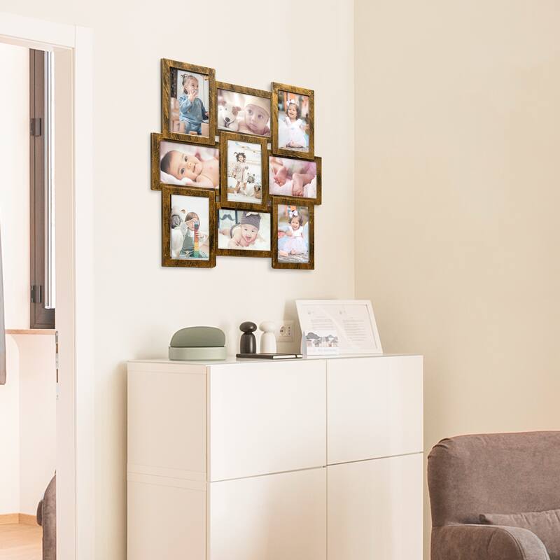 HELLO LAURA Modern 9 Opening 4x6" Wall PVC Photo Frame