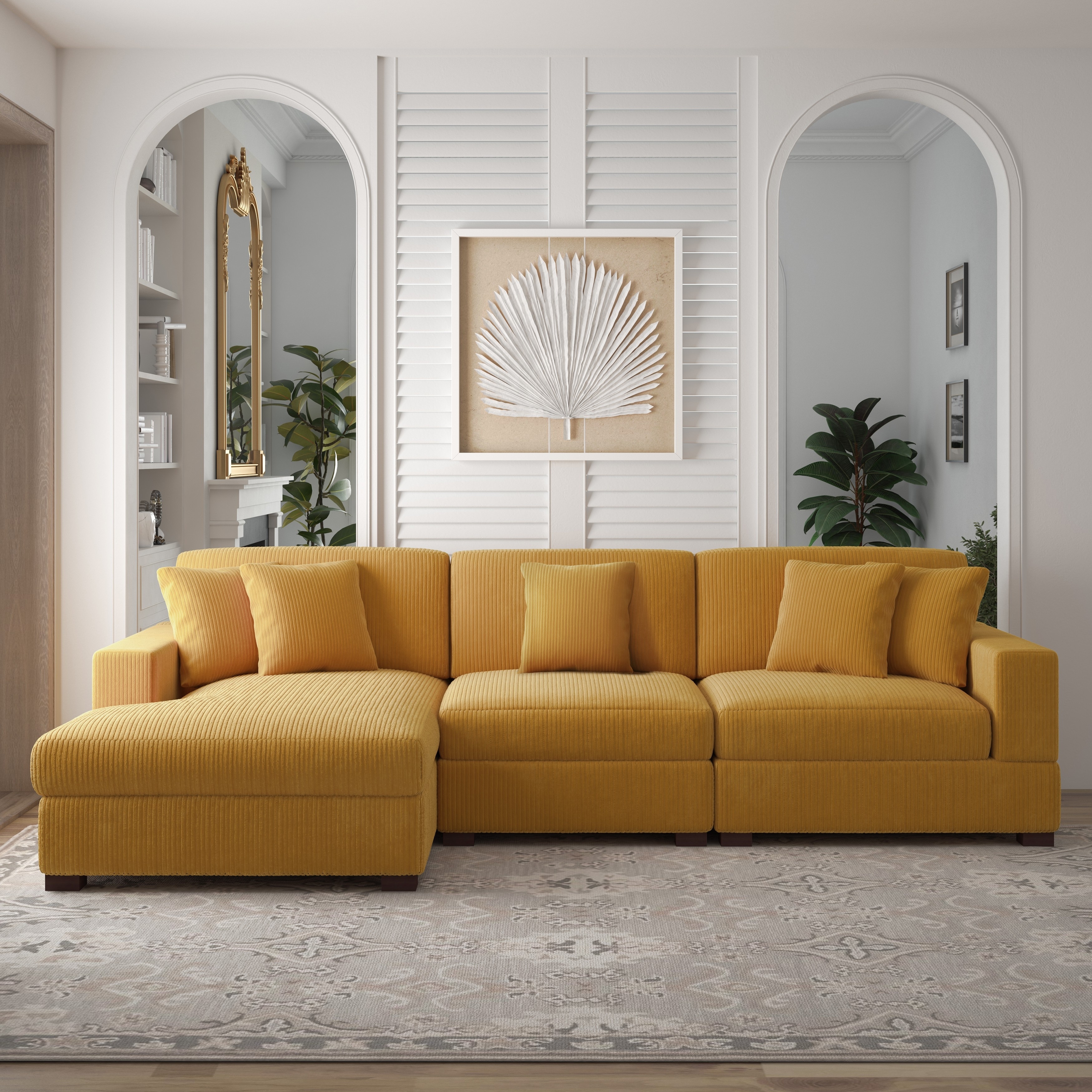 Roomfitters Upholstery Convertible Sectional Sofa, L-Shaped Couch with Reversible Chaise for Modern Living Rooms