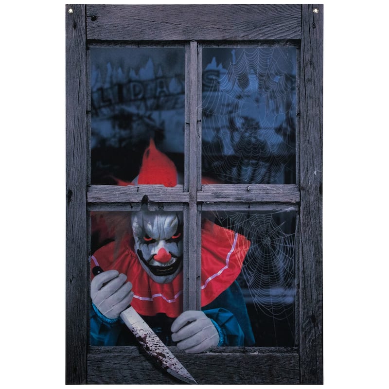 Creepy Clown Scary Window Halloween Decoration - 47".