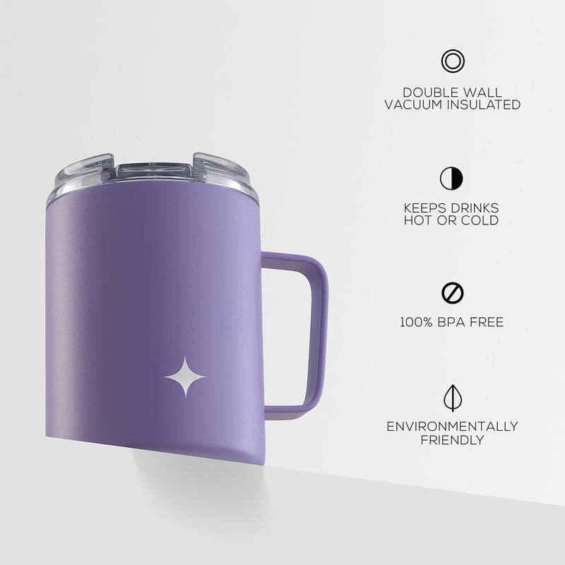 JoyJolt Vacuum Insulated Stainless Steel Tumbler Mug with Lid & Handle - 12 oz - 12 oz