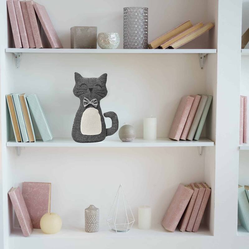 3D Cat Fabric Weighted Bag Door Stop 2.3 lbs Black White - 11"H x 8"L x 4"W