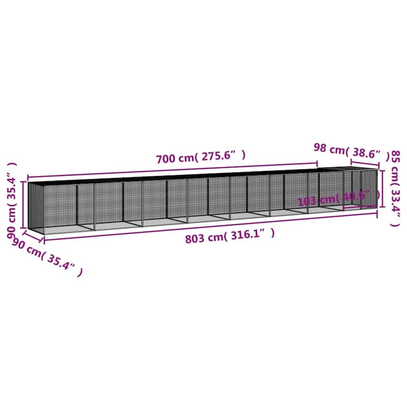 vidaXL Chicken Cage with Roof Light Gray/Anthracite multisize Galvanized Steel