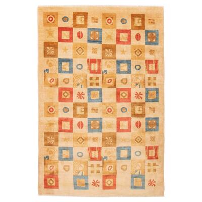 ECARPETGALLERY Hand-knotted Finest Peshawar Ziegler Ivory Wool Rug - 6'2 x 9'2