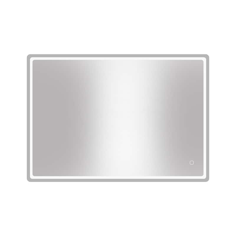 27.55 in. W x 39.37 in. H Rectangular Frameless Wall-Mounted Bathroom Vanity Mirror with Lights Anti Fog Touch Control - Silver