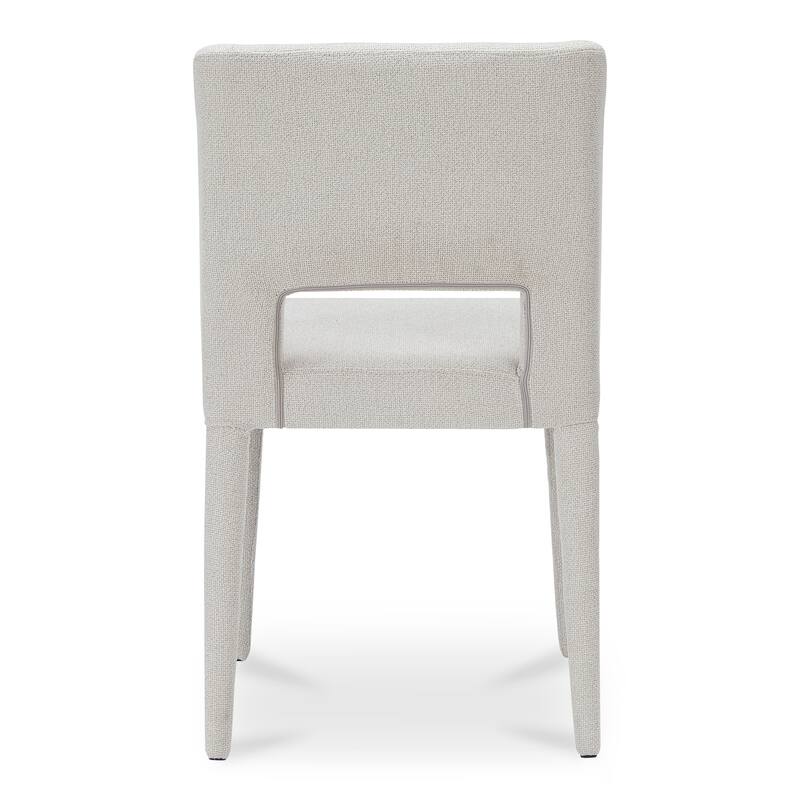NADAAL STUDIOS Varekian Dining Chair, Fully Upholstered, Metal Frame, Rounded Carved Back, Light Brown - Set of 2