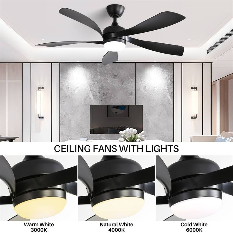 52" Dimmable Led Ceiling Fan with Remote Control,Reversible DC Motor