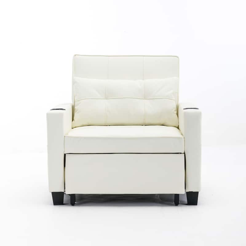 Futon Chair Bed Convertible Chair 3-In-1 Pull Out Sleeper Chair Beds With Usb Ports