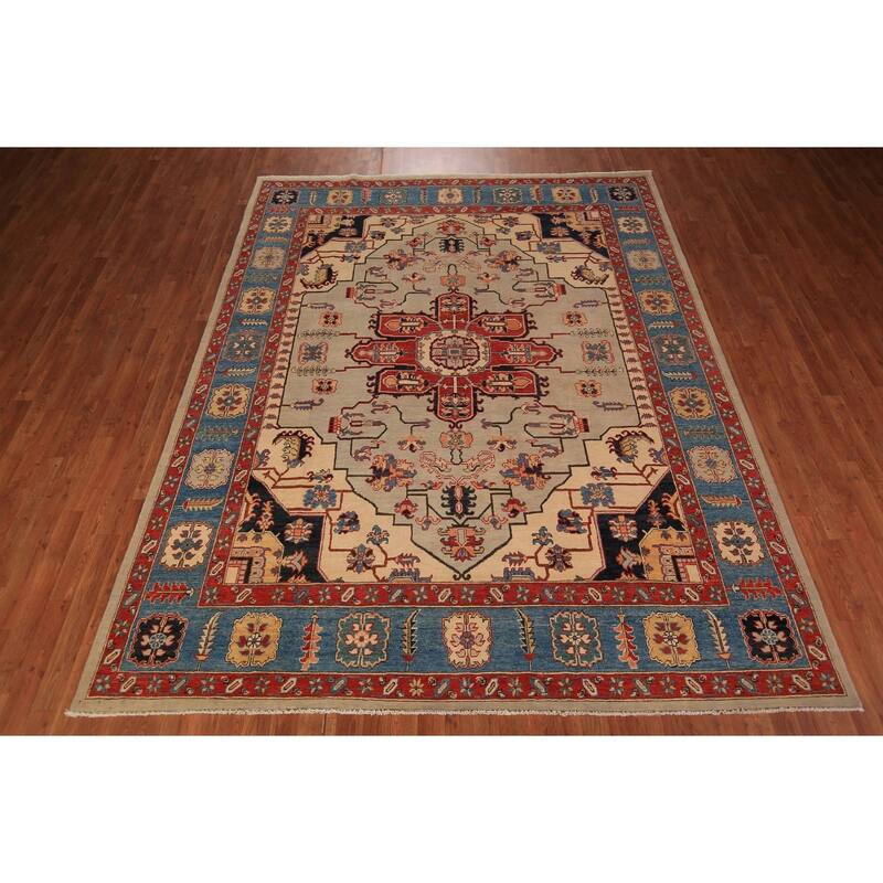 Vegetable Dye Heriz Area Rug Handmade Wool Carpet - 8'0" x 10'1"