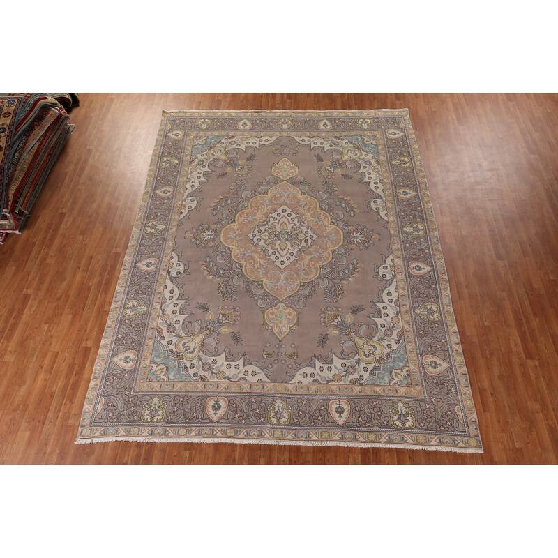 Over-Dyed Tabriz Persian Vintage Large Rug Hand-Knotted Wool Carpet - 9'8" x 13'2"