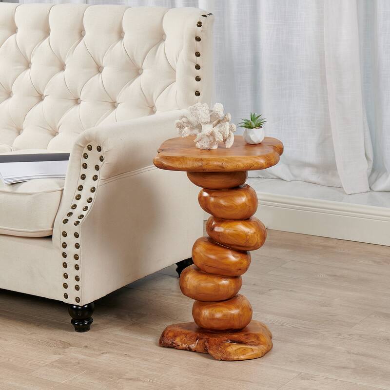 Greenage Cedar Roots Multibeads Stands Natural Edge End Table - 13.8"x13.8"x23.6"