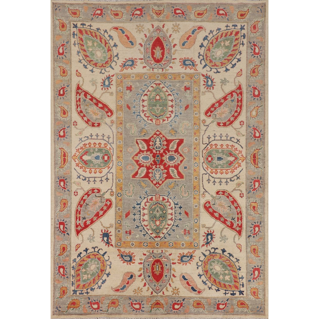 Traditional Kazak Oriental Area Rug Hand-Knotted Bedroom Wool Carpet - 5'9" x 7'11"
