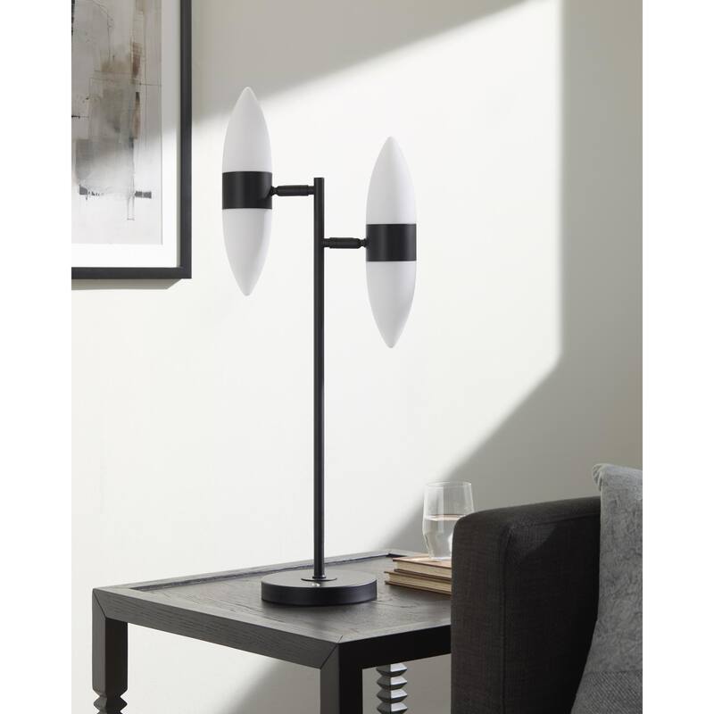 Livabliss Decize Modern Accent Table Lamp - 28"H x 6"W x 11"D - Black/White