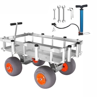 Beach Fishing Cart for Sand, Heavy-Duty Aluminum Pier Wagon Trolley - 400 lbs