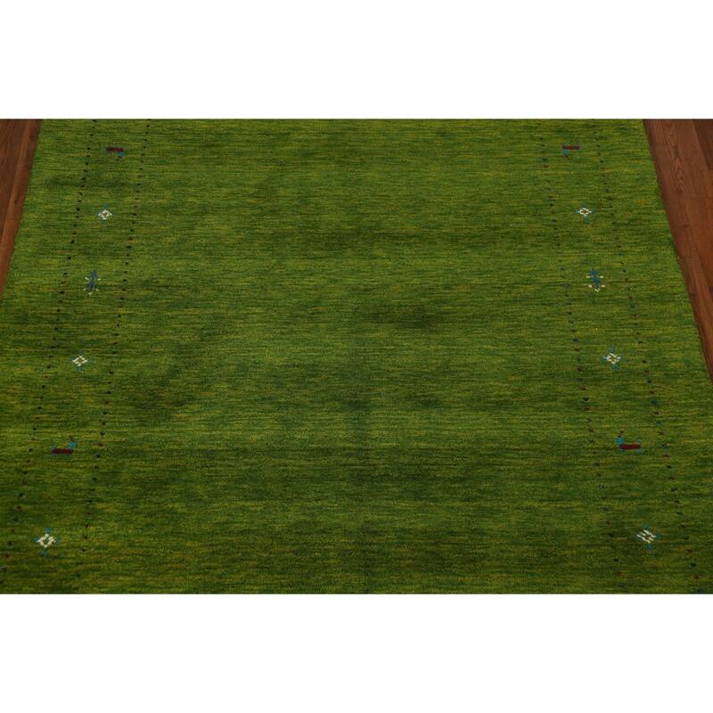 Green Gabbeh Area Rug Hand-Knotted Wool Carpet - 5'3" x 7'7"