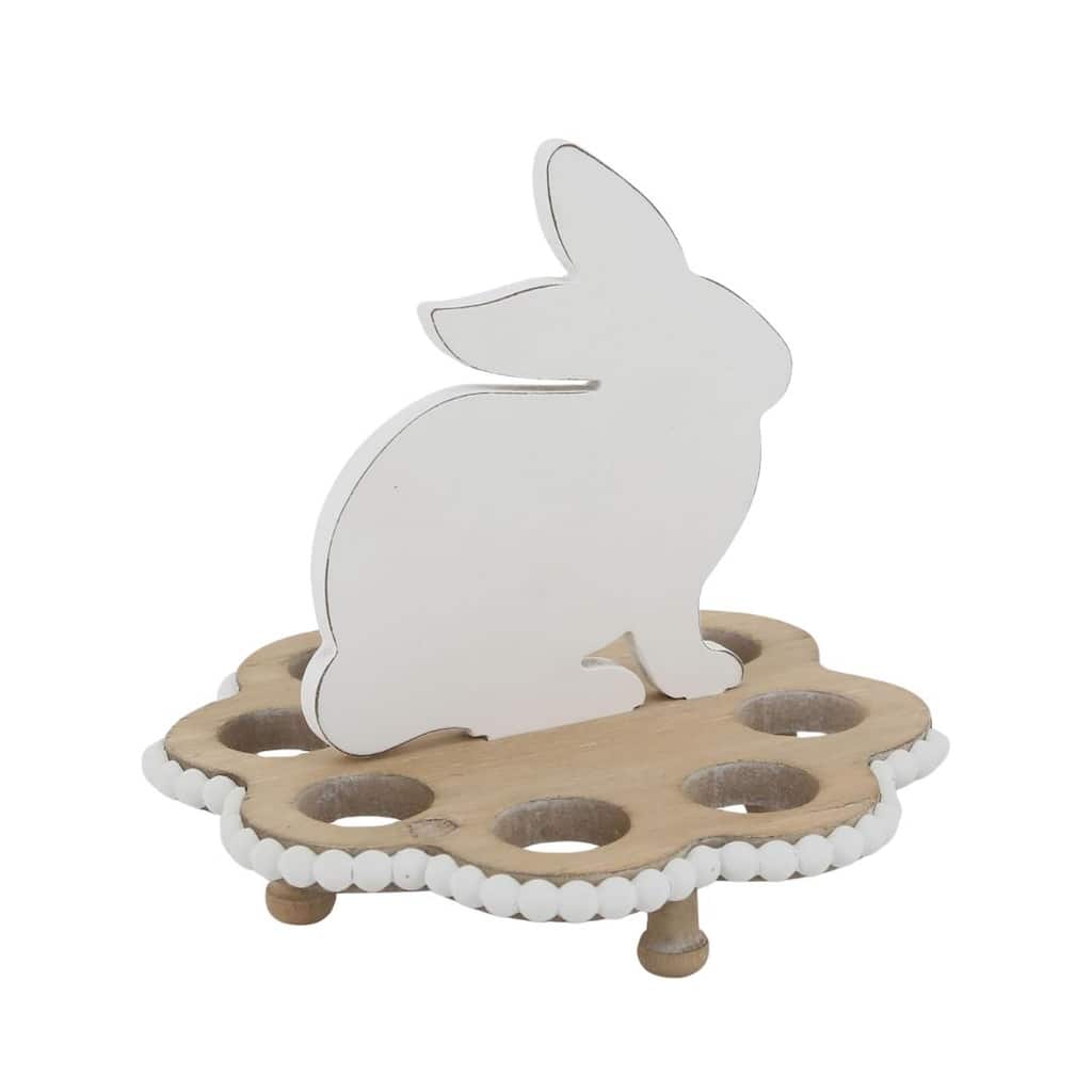 Transpac Wood Easter Bunny Egg Holder Home Decorations Easter