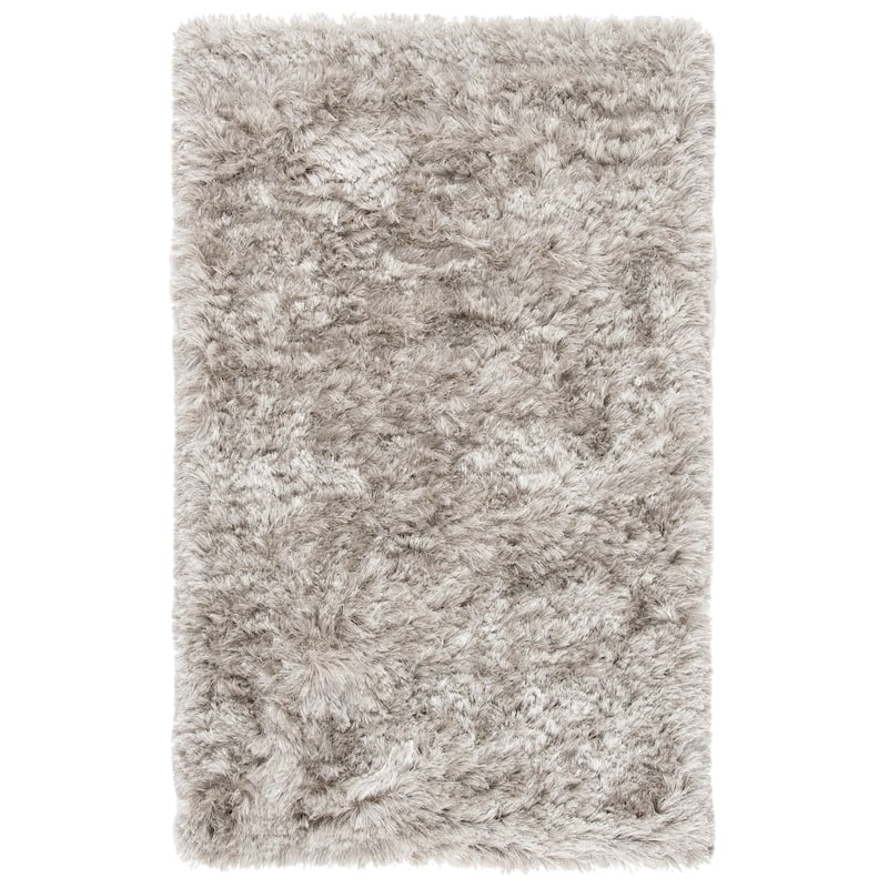 SAFAVIEH Handmade Ocean Shag Lyse Glam 2.5-inch Thick Rug - 2'3" x 4' - Light Grey