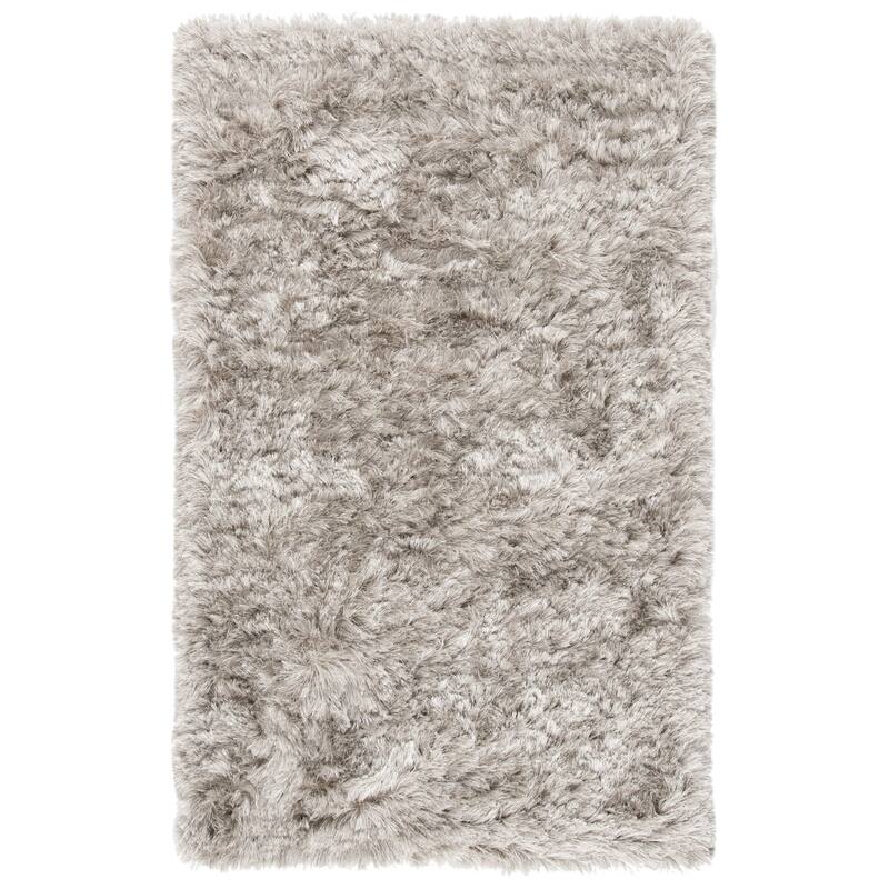 SAFAVIEH Handmade Ocean Shag Lyse Glam 2.5-inch Thick Rug - 2'3" x 4' - Light Grey
