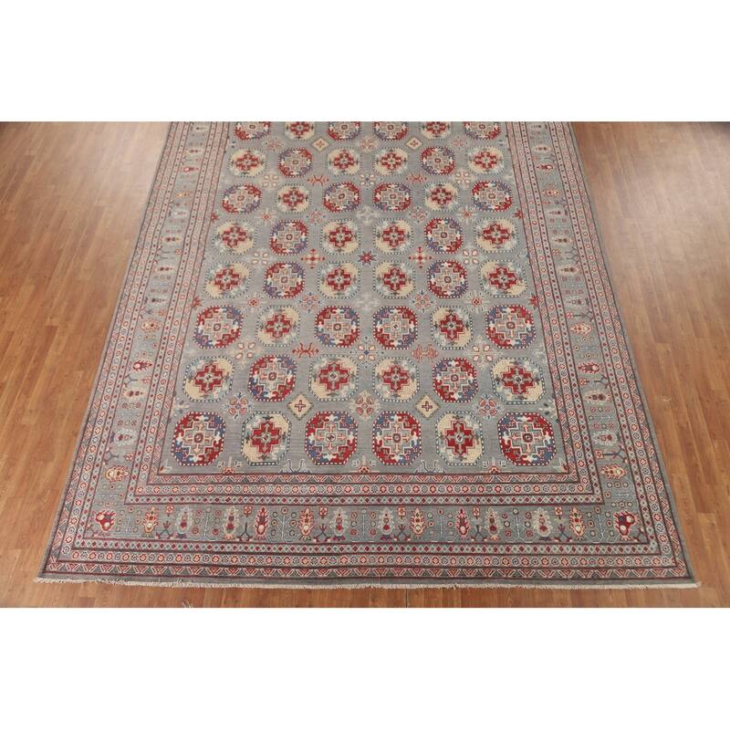 All-Over Geometric Kazak Oriental Area Rug Handmade Wool Carpet - 10'0" x 13'2"