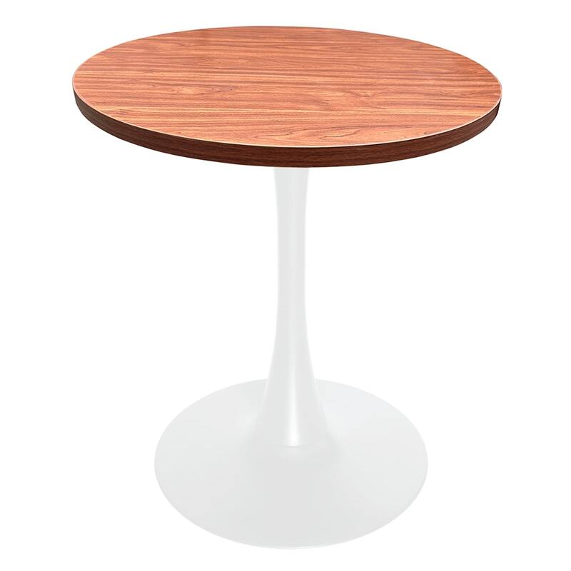Bristol 27" Round Dining Table with MDF TableTop & White Pedestal Base for Kitchen & Dining Room - Cognac Brown